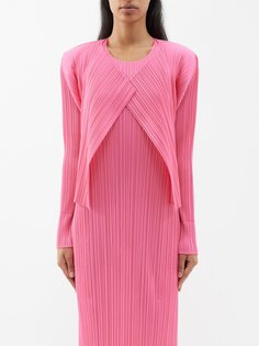 Кардиган со складками Pleats Please Issey Miyake, розовый