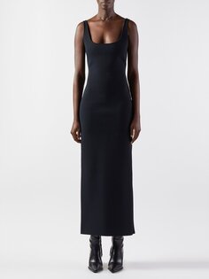 Платье миди из джерси с овальным вырезом Bottega Veneta, черный