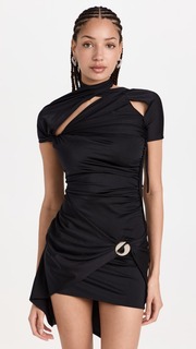Платье Coperni Asymmetric Draped Jersey, черный