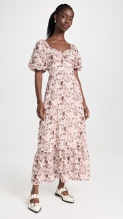 Платье макси English Factory Linen Floral, разноцветный