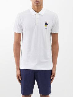 Рубашка-поло из хлопкового пике с вышивкой polo bear Polo Ralph Lauren, белый