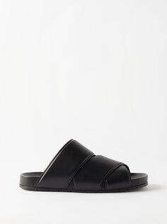 Кожаные сандалии с перекрестным ремешком Bottega Veneta, черный