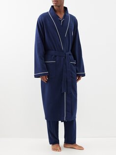 Халат из хлопкового джерси с вышитым логотипом Polo Ralph Lauren, синий