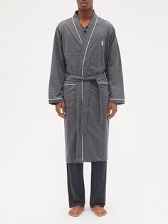 Халат из хлопкового джерси с вышитым логотипом Polo Ralph Lauren, серый