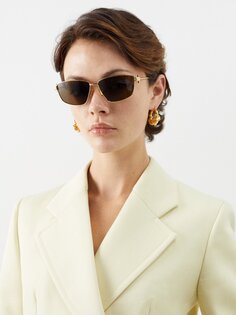 Прямоугольные солнцезащитные очки из металла Bottega Veneta, золото