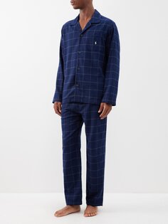 Пижама из хлопка и фланели в клетку Polo Ralph Lauren, синий