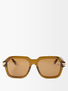 Массивные квадратные солнцезащитные очки из ацетата Bottega Veneta, зеленый