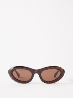 Солнцезащитные очки bombe круглой черепаховой расцветки из ацетата Bottega Veneta, коричневый