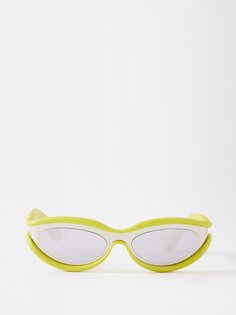 Непримиримые солнцезащитные очки «кошачий глаз» из резины и металла. Bottega Veneta, желтый