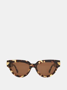Солнцезащитные очки «кошачий глаз» черепаховой расцветки из ацетата Bottega Veneta, коричневый
