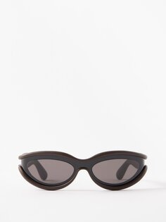 Непримиримые металлические солнцезащитные очки «кошачий глаз» Bottega Veneta, черный