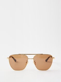 Квадратные металлические солнцезащитные очки Bottega Veneta, золото