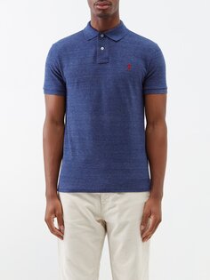 Рубашка-поло из хлопкового пике с вышитым логотипом Polo Ralph Lauren, синий