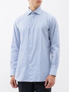 Рубашка william из хлопкового поплина в полоску Brioni, синий