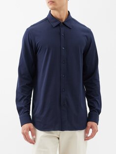 Рубашка из хлопкового джерси Brioni, синий
