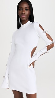 Платье MACH &amp; MACH Cutout Mini with Crystal Bows, белый