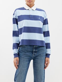 Полосатая хлопковая рубашка для регби Polo Ralph Lauren, синий