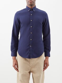 Рубашка-оксфорд из хлопка с вышитым логотипом Polo Ralph Lauren, синий