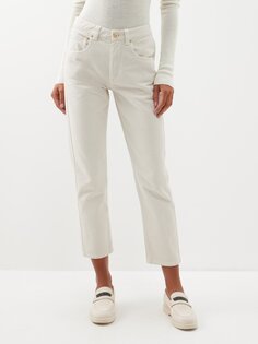 Укороченные джинсы, окрашенные в готовом виде Brunello Cucinelli, белый