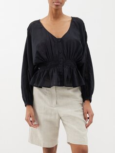 Блуза lillian из смесового хлопка с кружевной вставкой Posse, черный