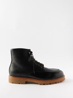 Кожаные ботинки на шнуровке Brunello Cucinelli, черный