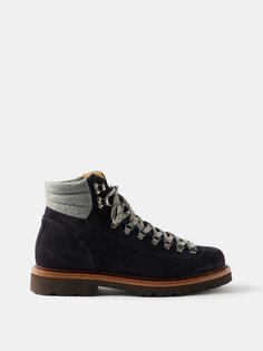 Замшевые ботинки на шнуровке Brunello Cucinelli, синий