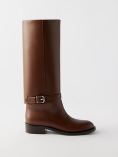 Кожаные ботинки с пряжками и тисненым логотипом Burberry, коричневый