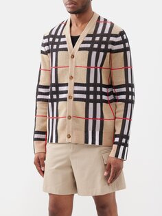 Кардиган из пике в клетку Burberry, бежевый