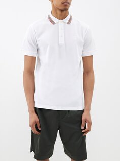 Рубашка-поло walton icon в полоску из хлопкового пике-джерси Burberry, белый