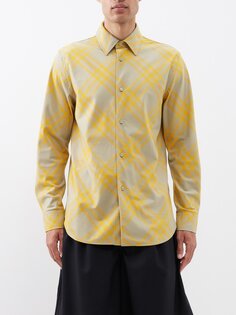 Рубашка из хлопка в клетку Burberry, желтый