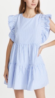 Платье мини English Factory Striped, синий