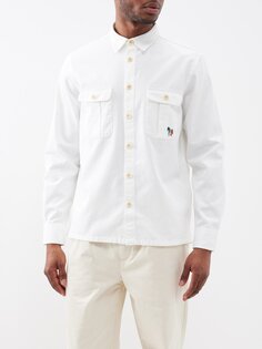 Верхняя рубашка из органического хлопка с вышивкой зебры PS Paul Smith, белый