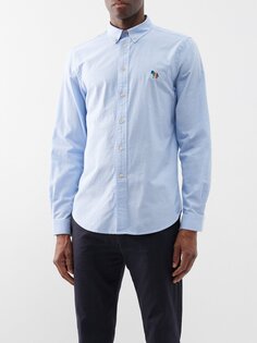 Рубашка из органического хлопка с вышивкой зебры PS Paul Smith, синий