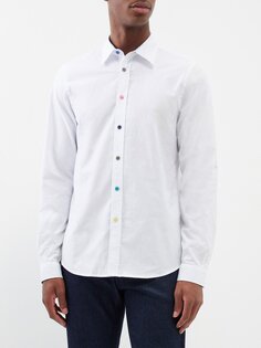 Рубашка из органического хлопка с разноцветными пуговицами PS Paul Smith, белый