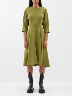 Платье миди из креп-джерси со вставками Proenza Schouler, зеленый
