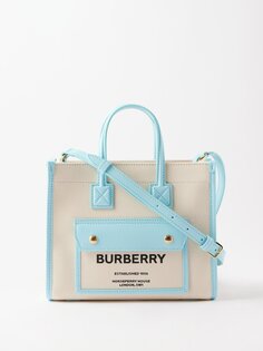 Миниатюрная сумка-тоут freya из ткани и кожи Burberry, синий