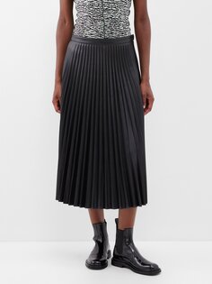 Плиссированная юбка миди из искусственной кожи Proenza Schouler White Label, черный