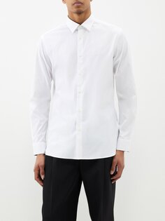 Рубашка из эластичного хлопка с вышитым логотипом ekd Burberry, белый