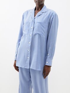 Полосатая шелковая рубашка Burberry, синий