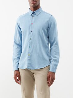 Джинсовая рубашка с разноцветными пуговицами PS Paul Smith, синий