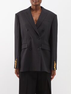 Двубортный пиджак из смесовой шерсти с манжетами-цепочкой Burberry, черный