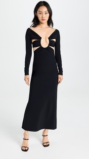 Платье Christopher Esber Odessa Ruched Prong Detach Sleeve, черный