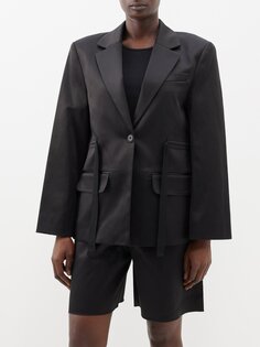 Атласная куртка biento с широкими рукавами и поясом By Malene Birger, черный
