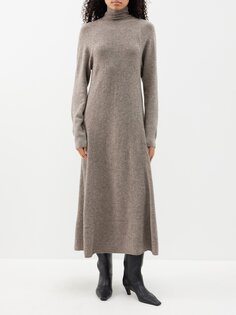 Платье миди saige из смесовой шерсти с высоким воротником By Malene Birger, серый