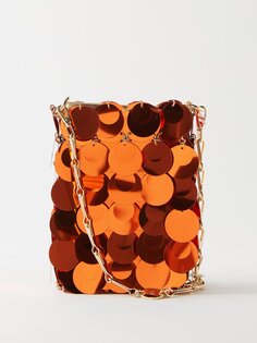 Миниатюрная сумка через плечо с кольчужной отделкой sparkle Rabanne, оранжевый