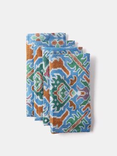 Набор из четырех льняных салфеток fiamma с мозаичным принтом. Cabana Magazine, синий