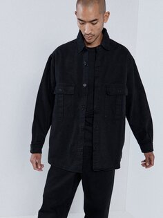 Рубашка из органического хлопка с карманами на клапане Raey, черный