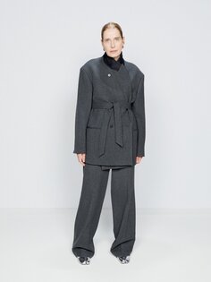 Увеличенный пиджак-смокинг из переработанной шерсти Raey, серый