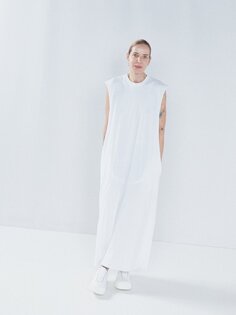 Платье-футболка макси без рукавов из переработанной пряжи Raey, белый