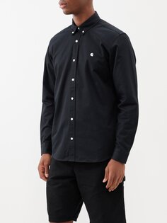 Рубашка madison из хлопкового твила с вышитым логотипом Carhartt WIP, черный